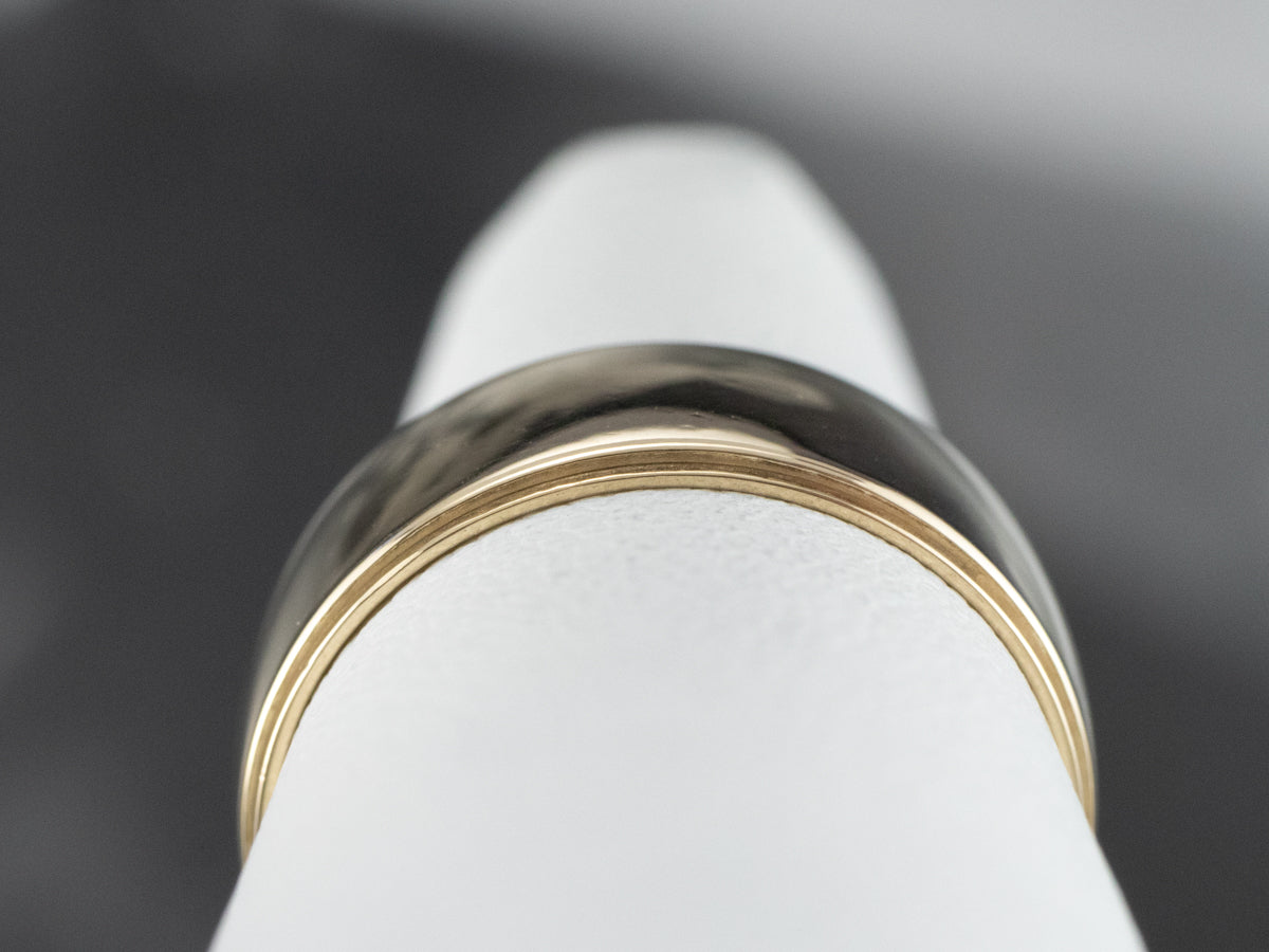 Wide 14K Gold Plain Wedding Band