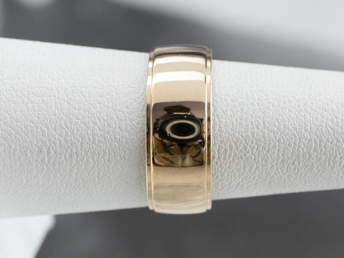 Wide 14K Gold Plain Wedding Band