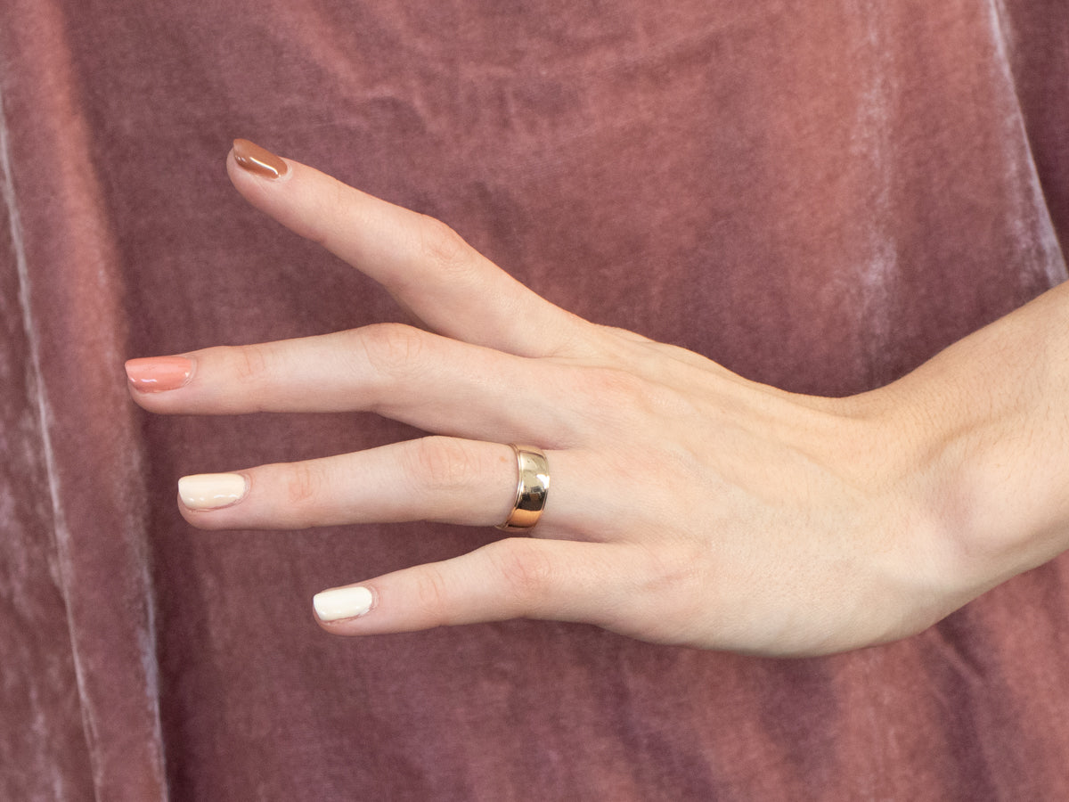 Wide 14K Gold Plain Wedding Band