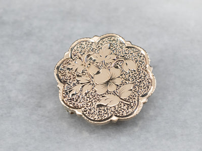 Victorian Gold Floral Watch Pin