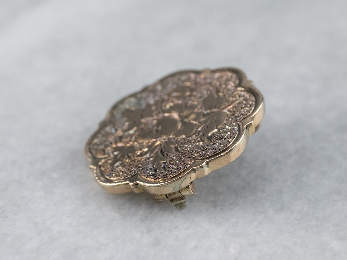 Victorian Gold Floral Watch Pin