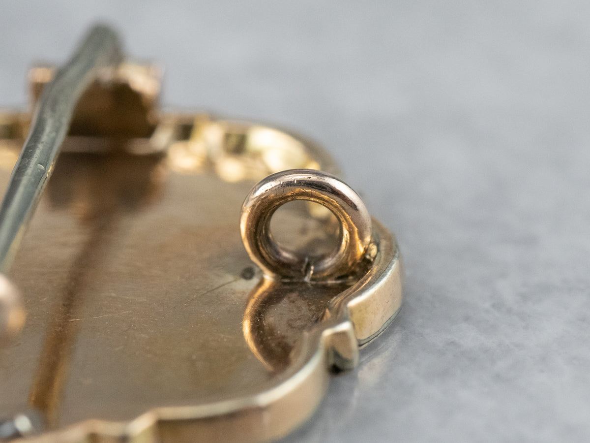 Victorian Gold Floral Watch Pin