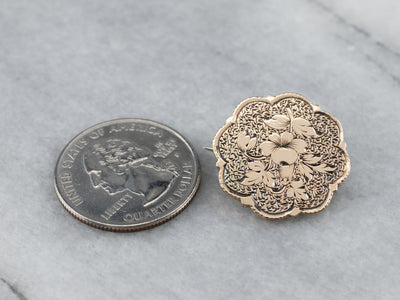 Victorian Gold Floral Watch Pin
