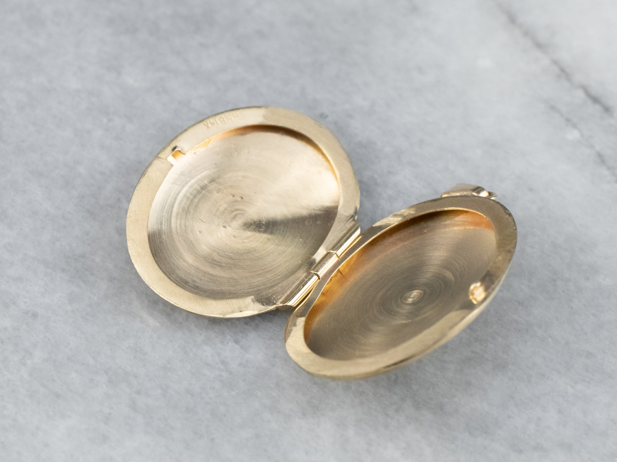 Engraved Oval Gold Locket Pendant