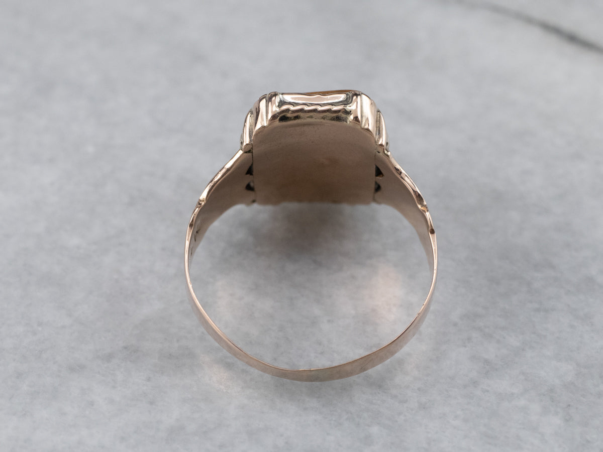 Victorian Tiger's Eye Intaglio Rose Gold Ring
