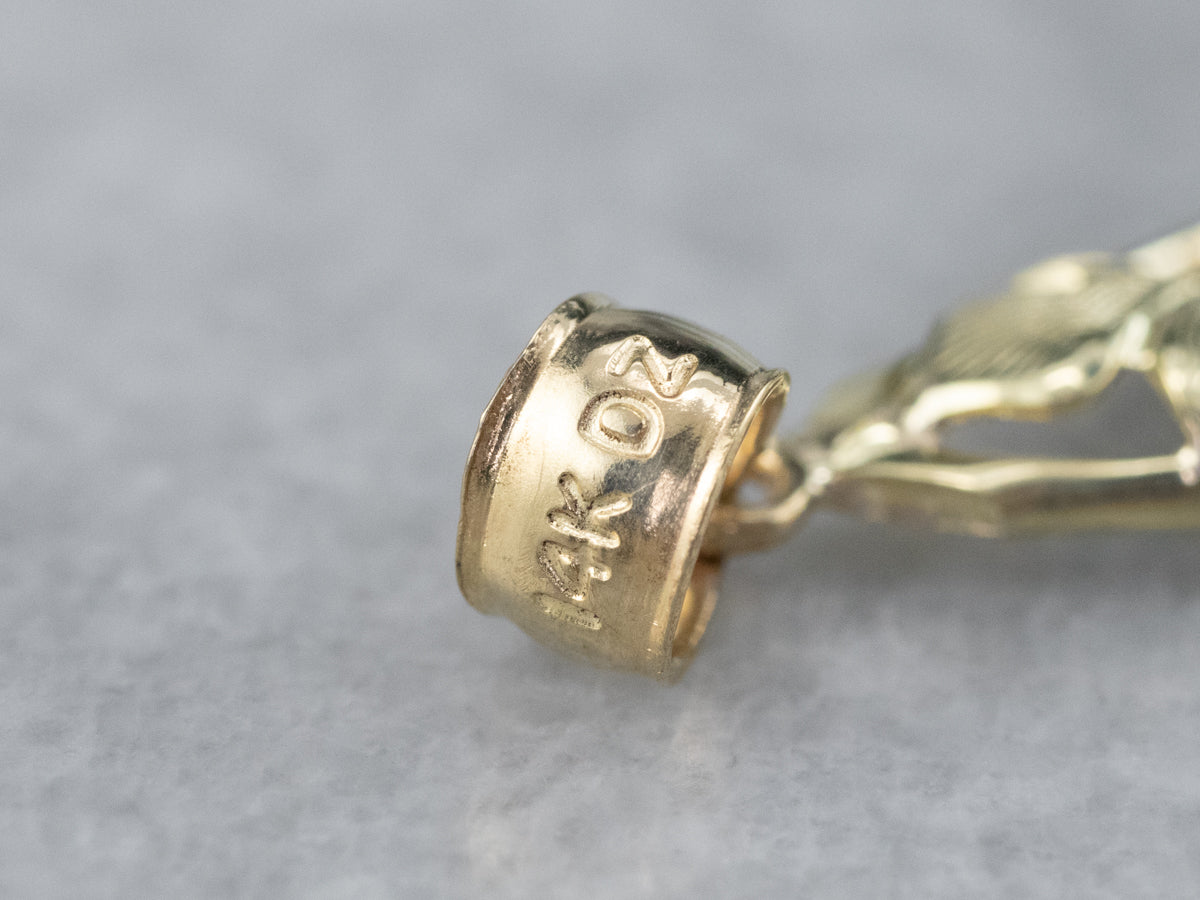 Antique Diamond Green Gold Filigree Pendant