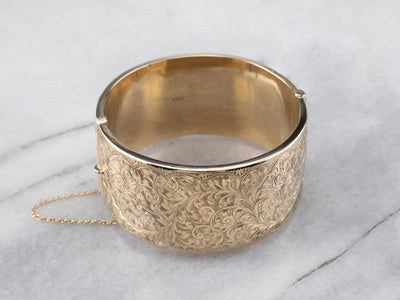 Ornate Gold Bangle Bracelet