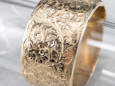 Ornate Gold Bangle Bracelet