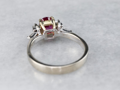 Two Tone 18K Gold Ruby and Diamond Ring