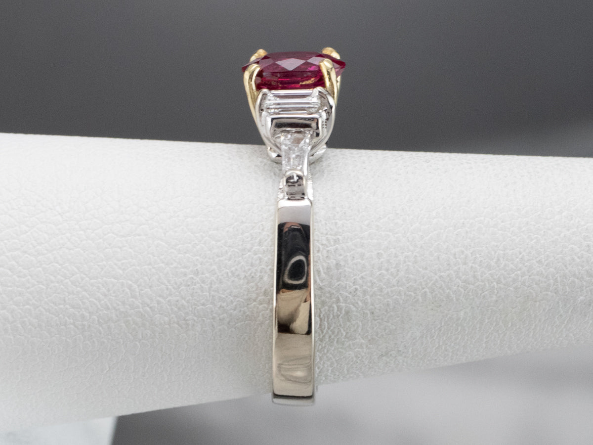 Two Tone 18K Gold Ruby and Diamond Ring