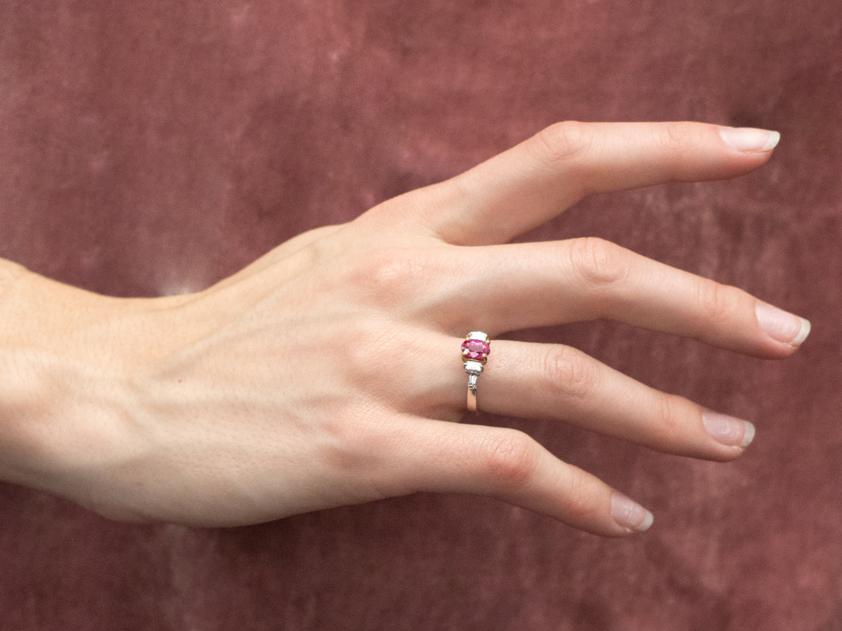 Two Tone 18K Gold Ruby and Diamond Ring