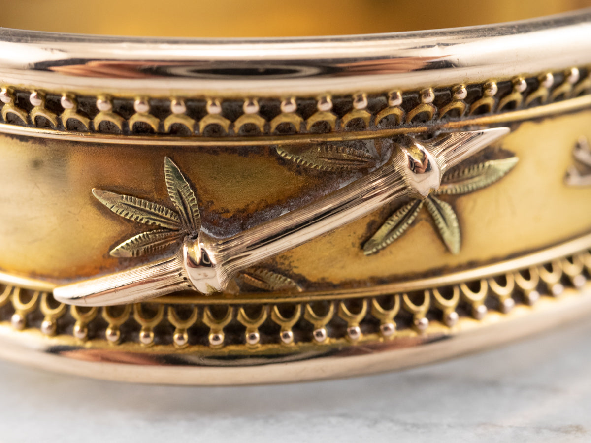 Antique Japonisme Gold Bangle Bracelet