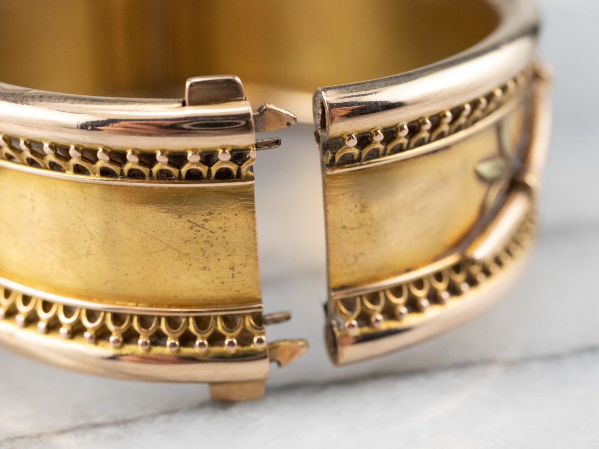 Antique Japonisme Gold Bangle Bracelet