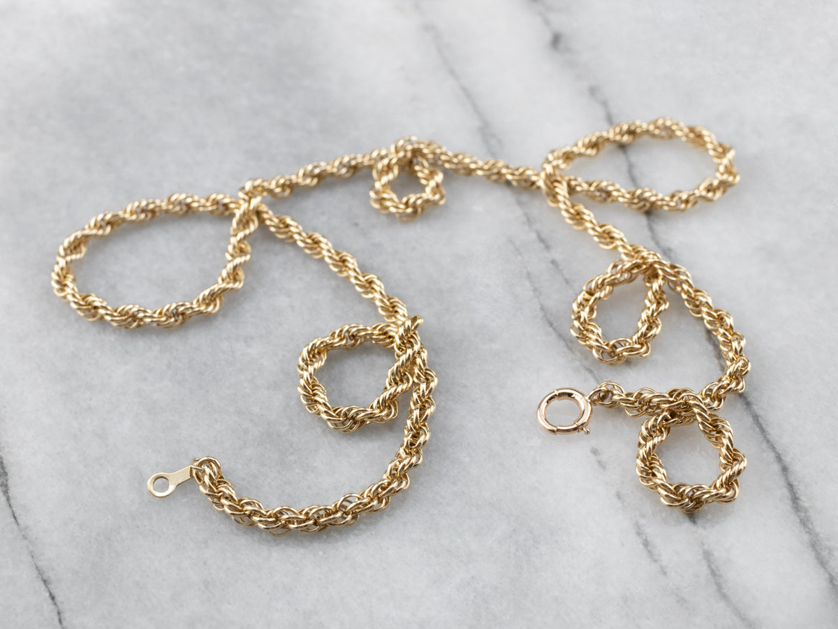 Long Gold Rope Twist Chain