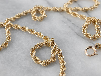 Long Gold Rope Twist Chain