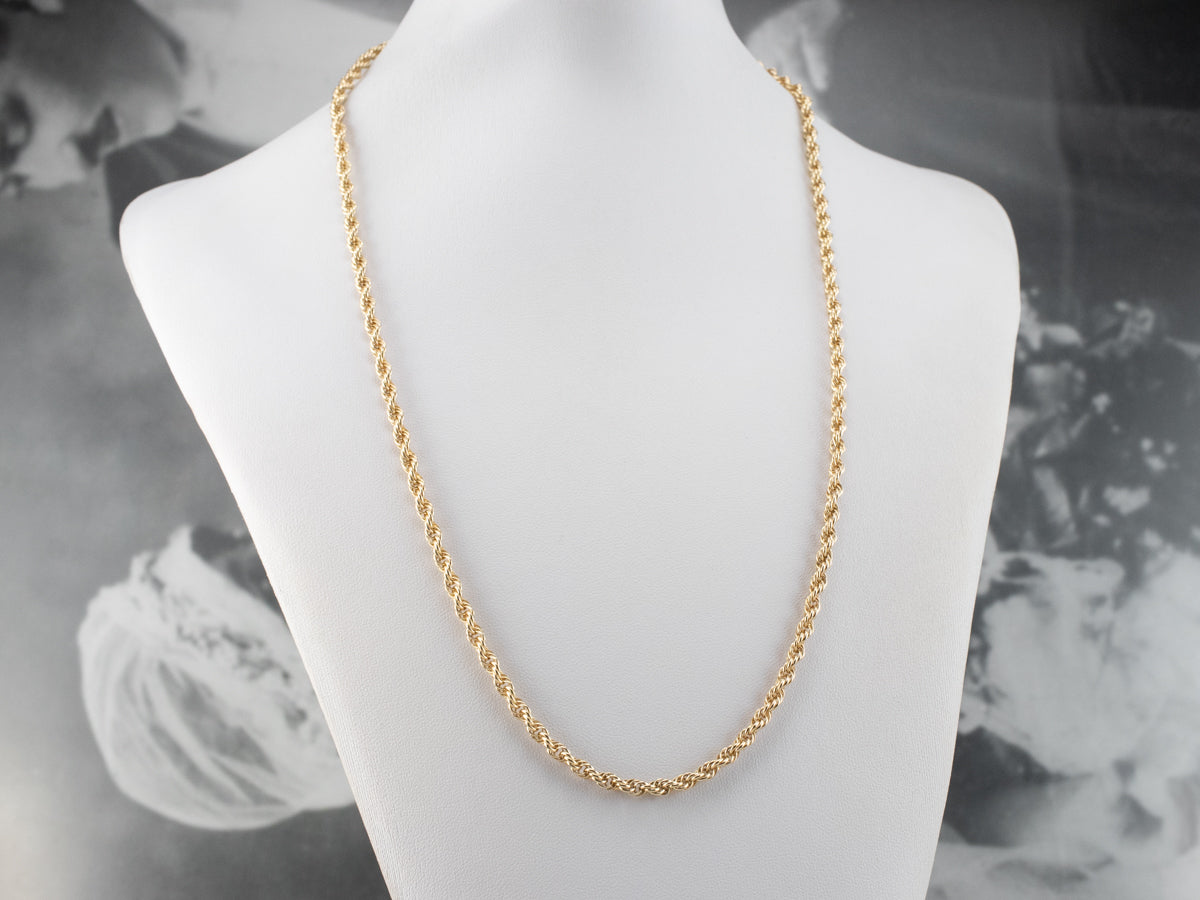 Long Gold Rope Twist Chain