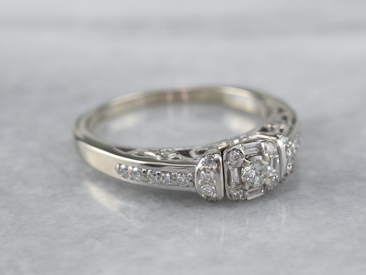 Modern Diamond Halo Engagement Ring