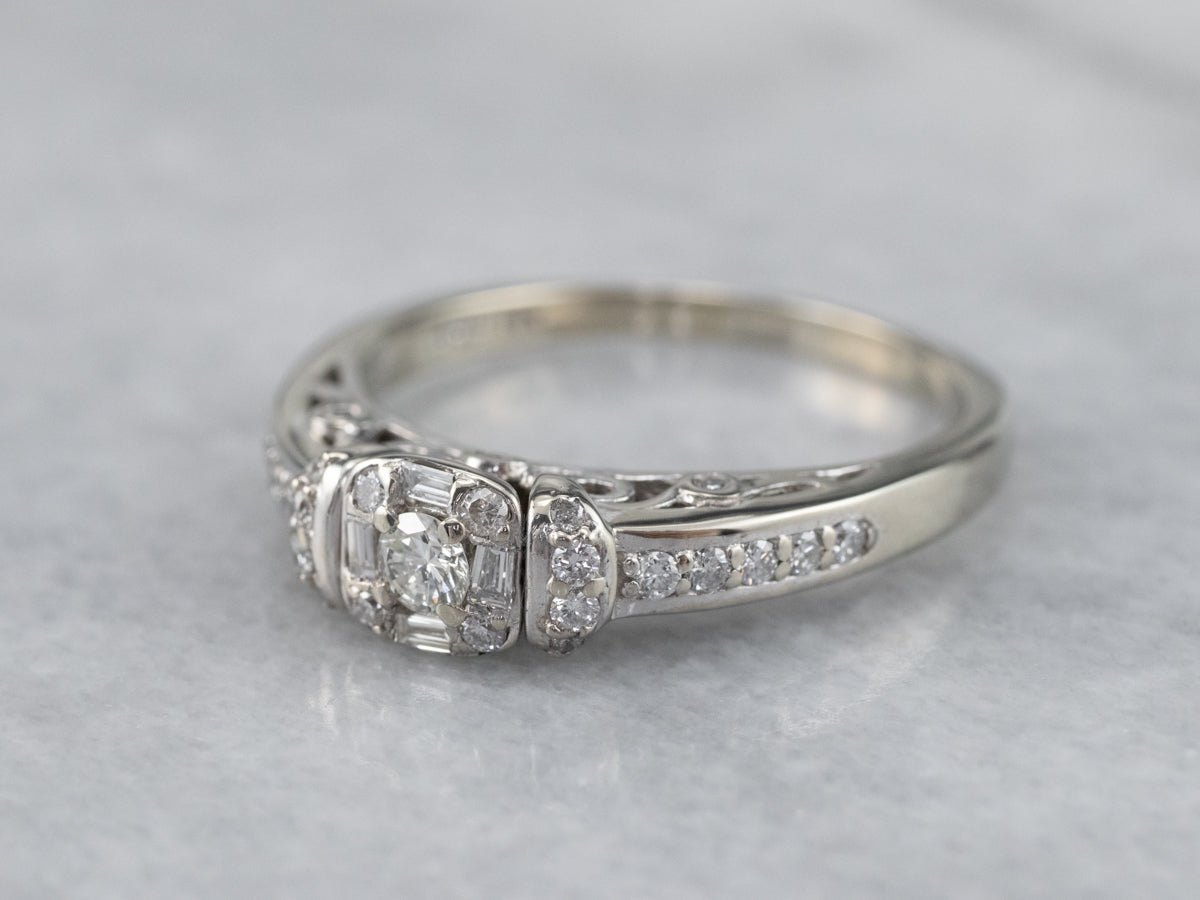 Modern Diamond Halo Engagement Ring