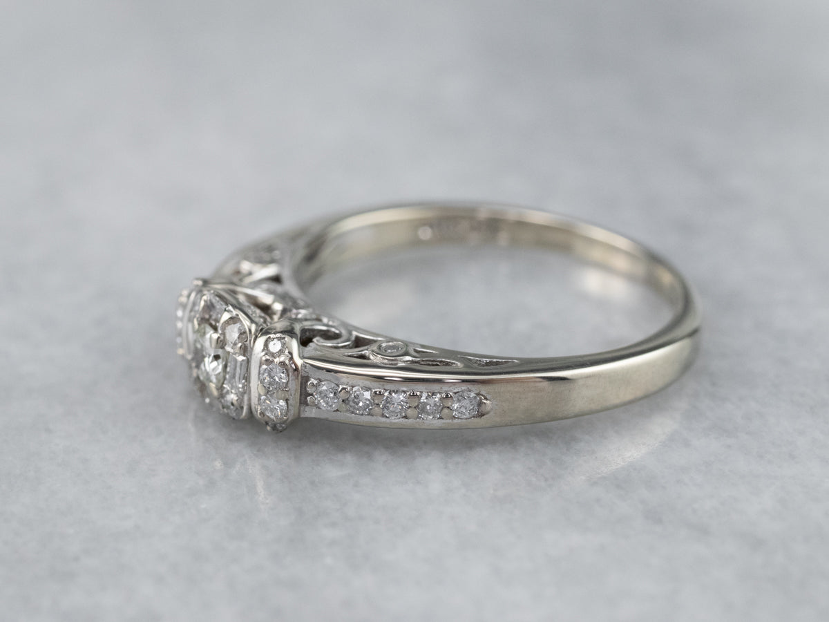 Modern Diamond Halo Engagement Ring