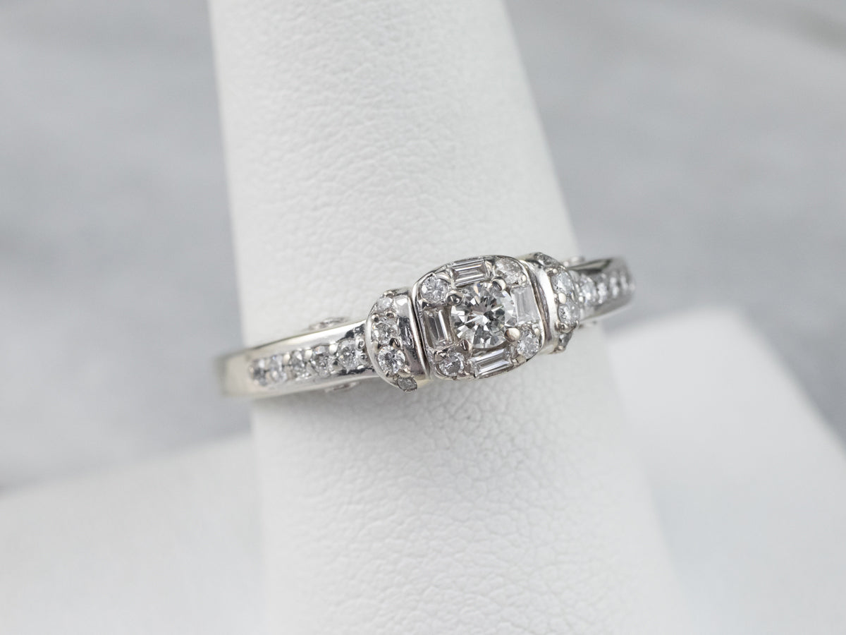 Modern Diamond Halo Engagement Ring