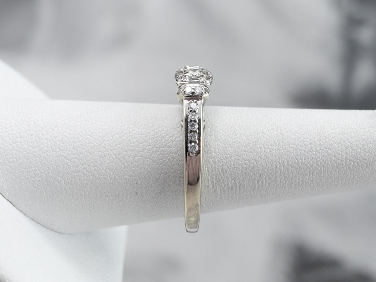 Modern Diamond Halo Engagement Ring