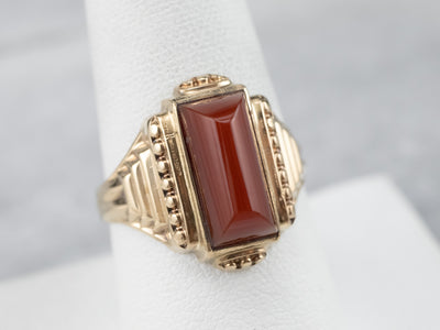 Vintage Carnelian Stepped Gold Ring