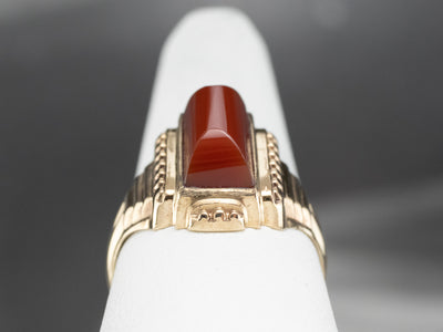 Vintage Carnelian Stepped Gold Ring