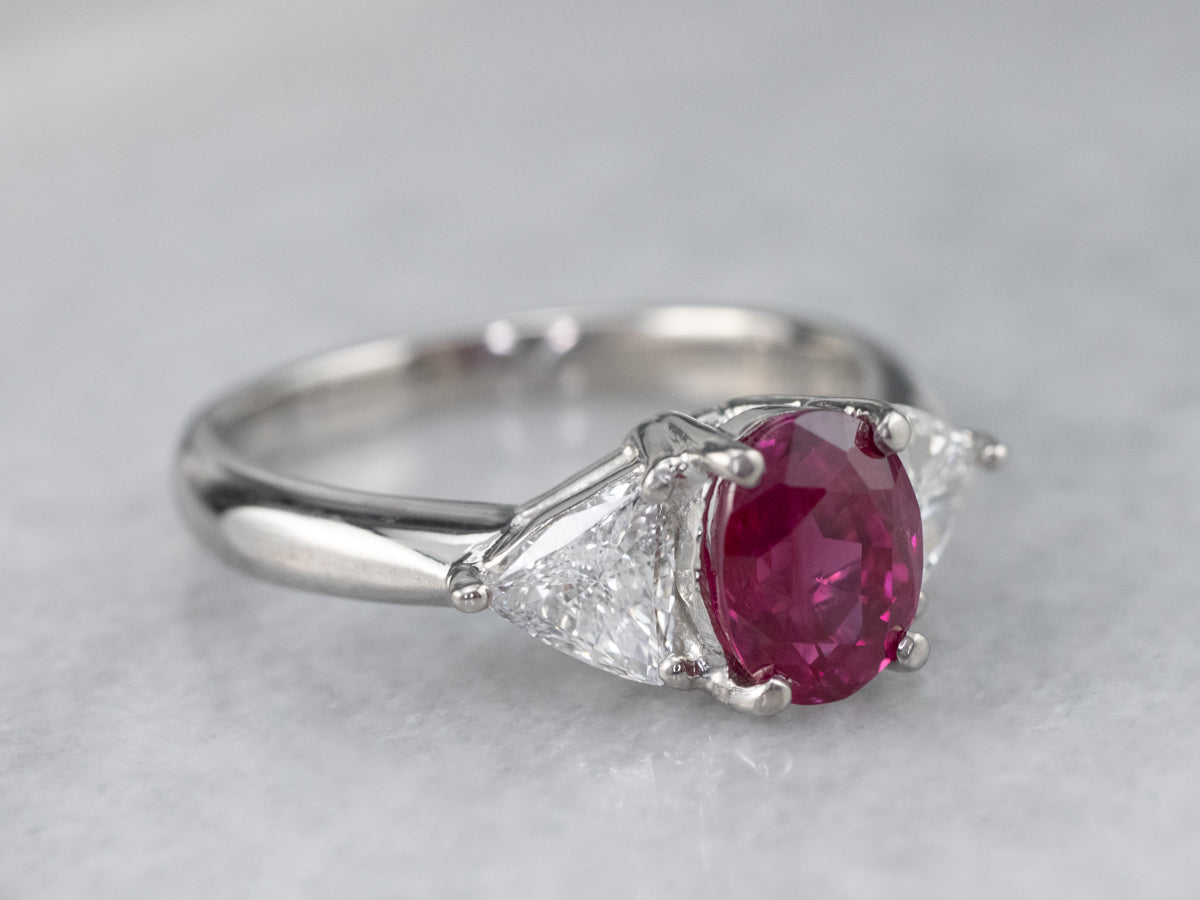 Ruby Diamond Platinum Engagement Ring