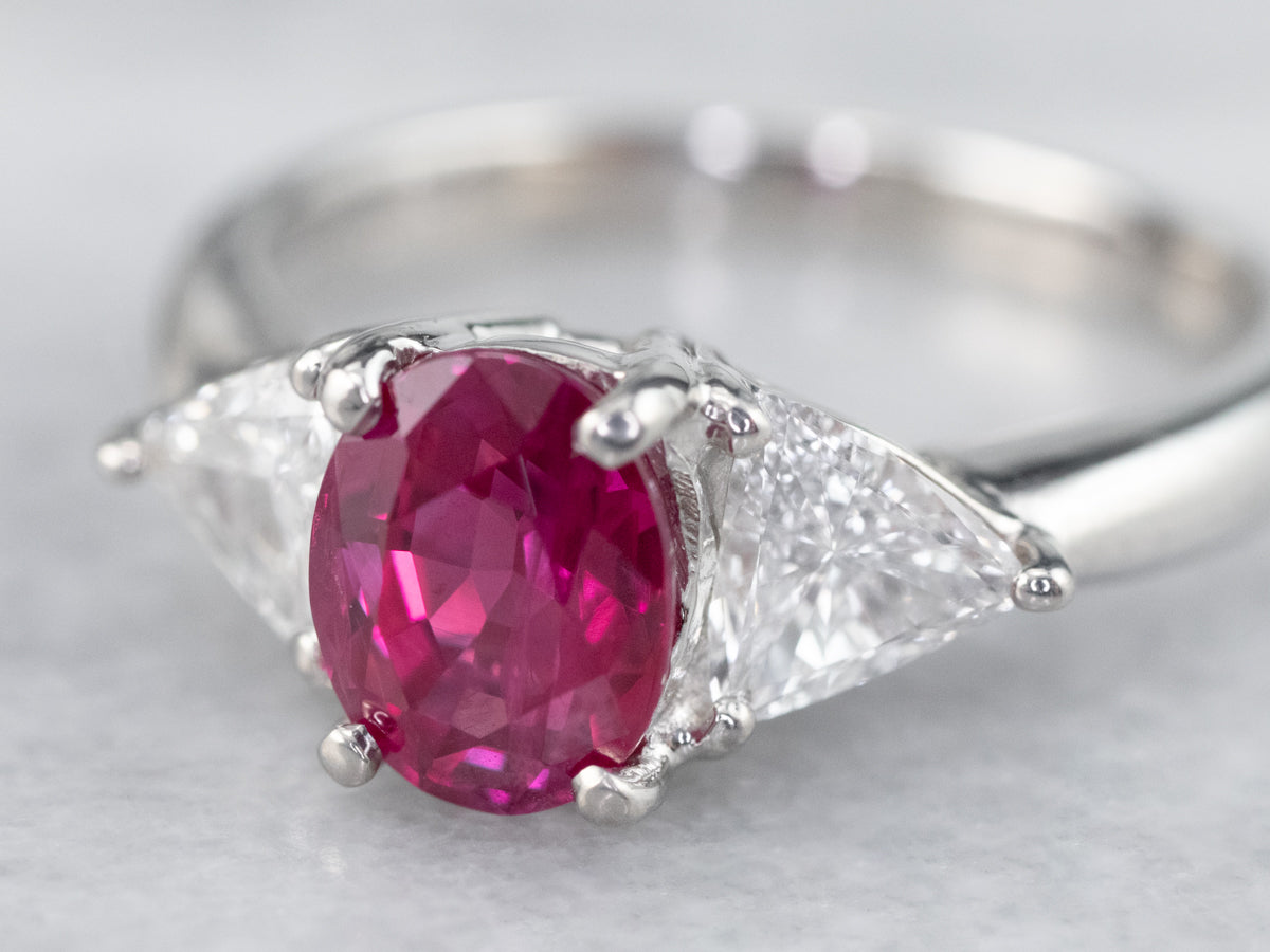 Ruby Diamond Platinum Engagement Ring