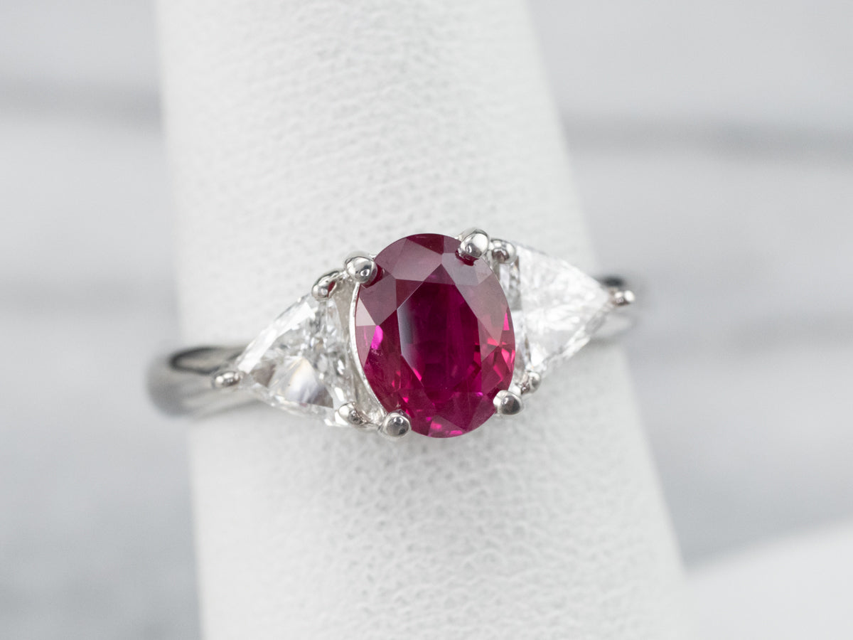 Ruby Diamond Platinum Engagement Ring