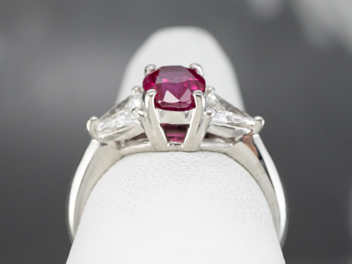 Ruby Diamond Platinum Engagement Ring
