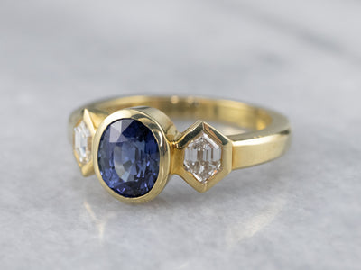 Sapphire Diamond 18K Gold Engagement Ring