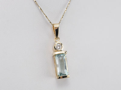 Minimalist Aquamarine Diamond Gold Pendant