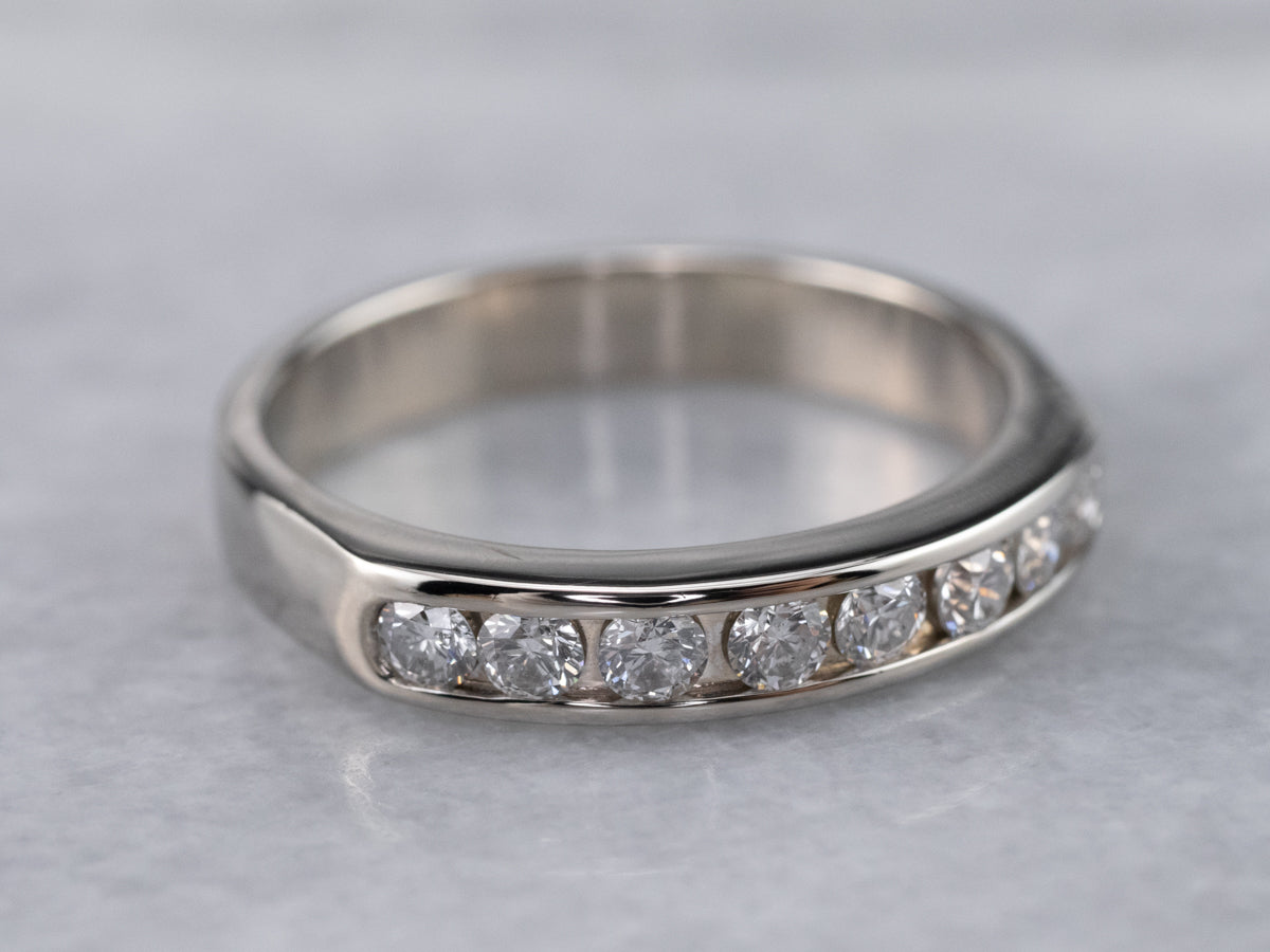 Channel Set Diamond White Gold Wedding Band