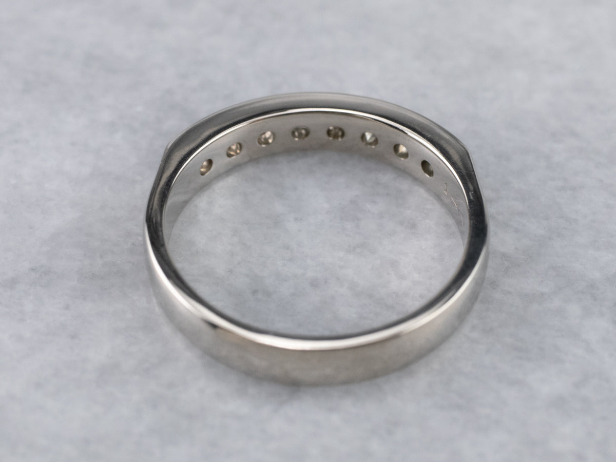 Channel Set Diamond White Gold Wedding Band