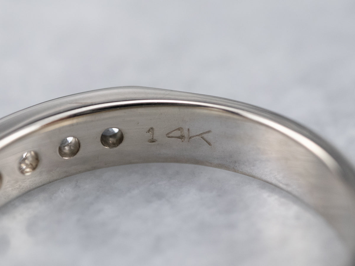 Channel Set Diamond White Gold Wedding Band