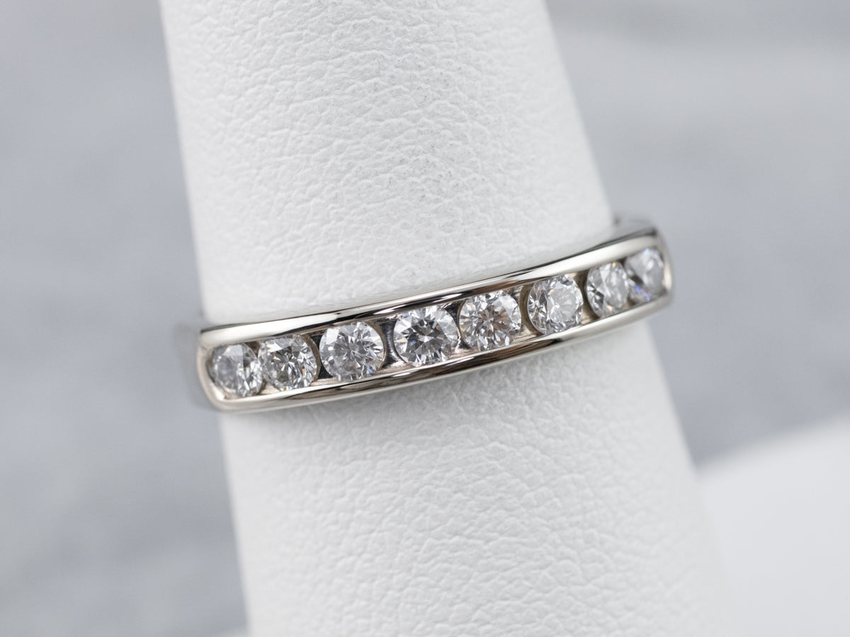 Channel Set Diamond White Gold Wedding Band