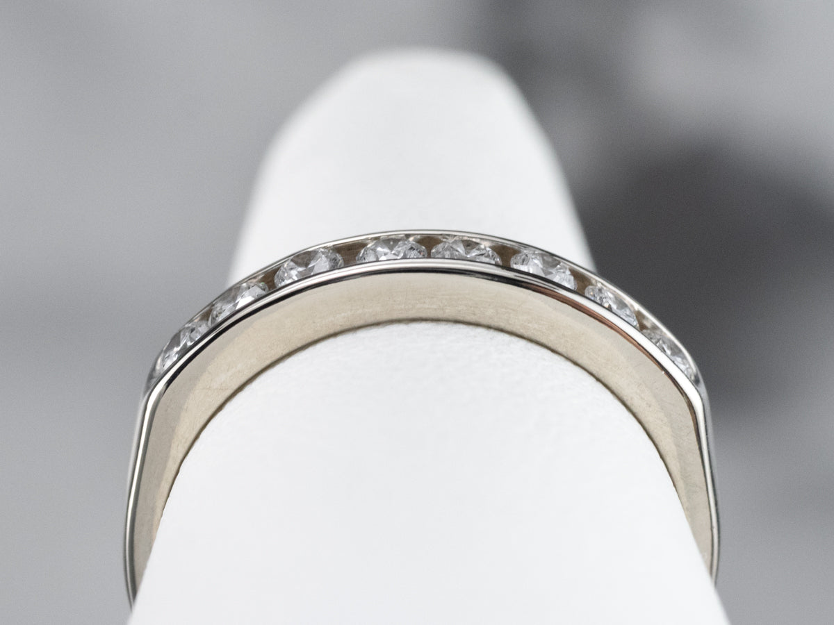 Channel Set Diamond White Gold Wedding Band