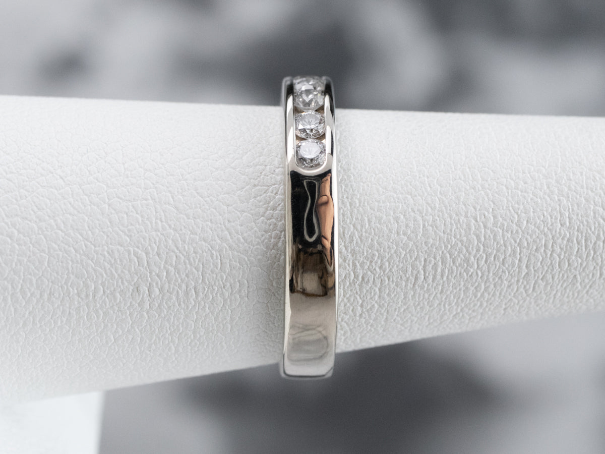 Channel Set Diamond White Gold Wedding Band