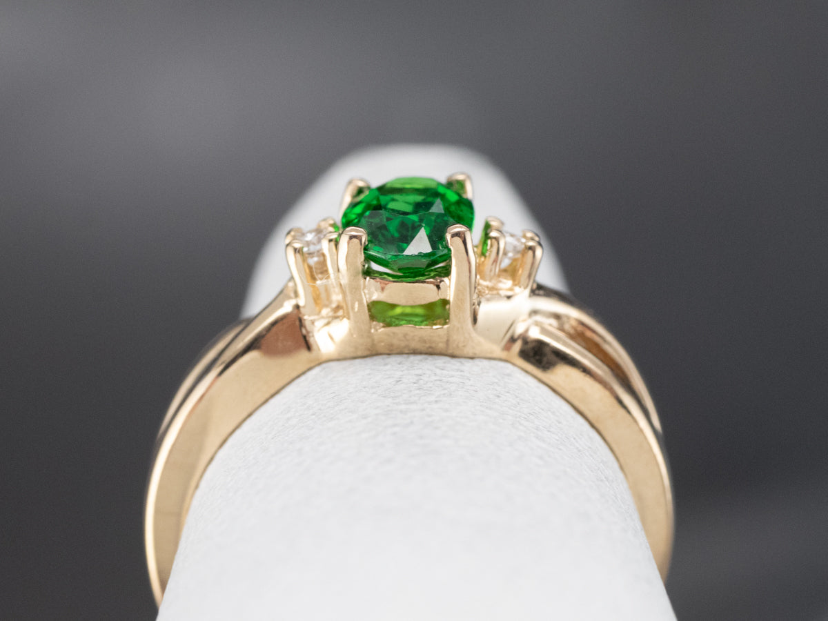 Tsavorite Garnet and Diamond Ring