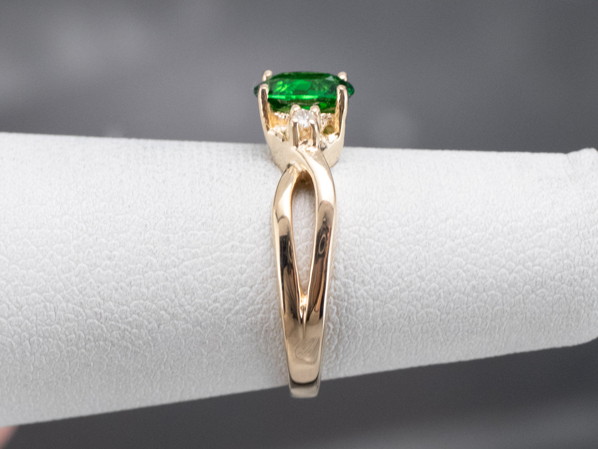Tsavorite Garnet and Diamond Ring