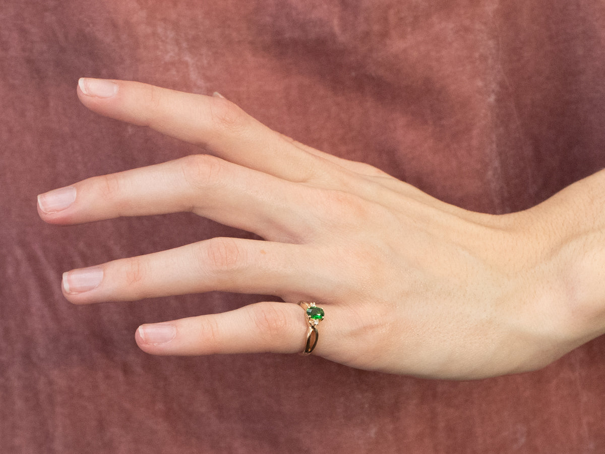 Tsavorite Garnet and Diamond Ring