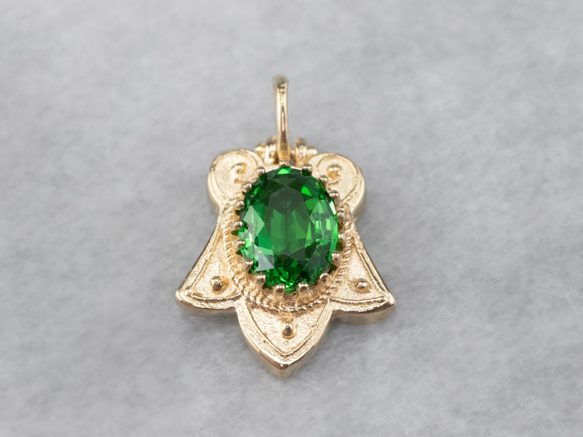 Tsavorite Garnet Gold Lotus Pendant