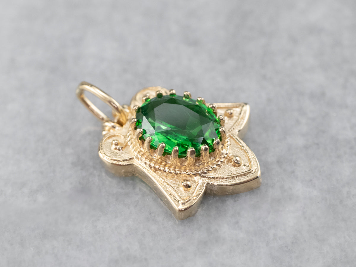 Tsavorite Garnet Gold Lotus Pendant