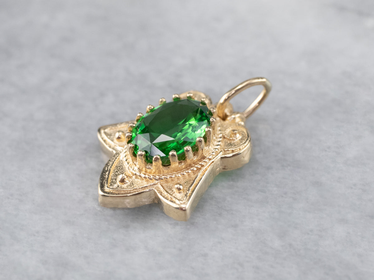 Tsavorite Garnet Gold Lotus Pendant