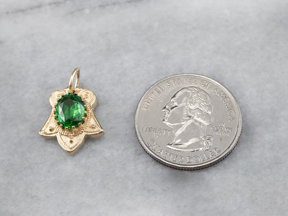 Tsavorite Garnet Gold Lotus Pendant