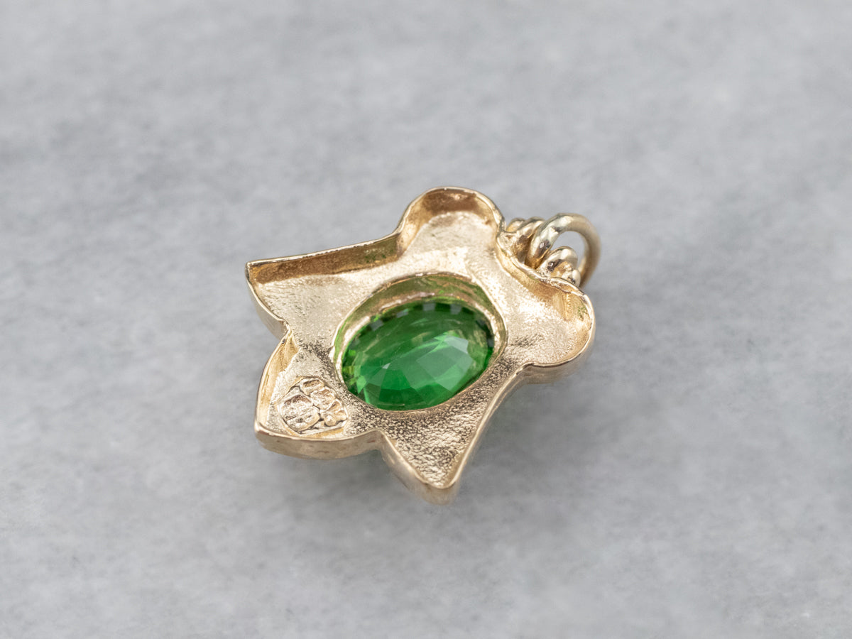 Tsavorite Garnet Gold Lotus Pendant