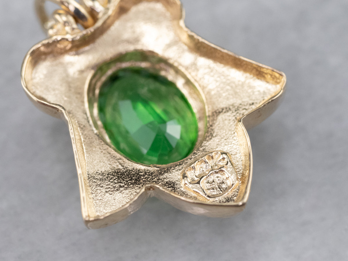Tsavorite Garnet Gold Lotus Pendant