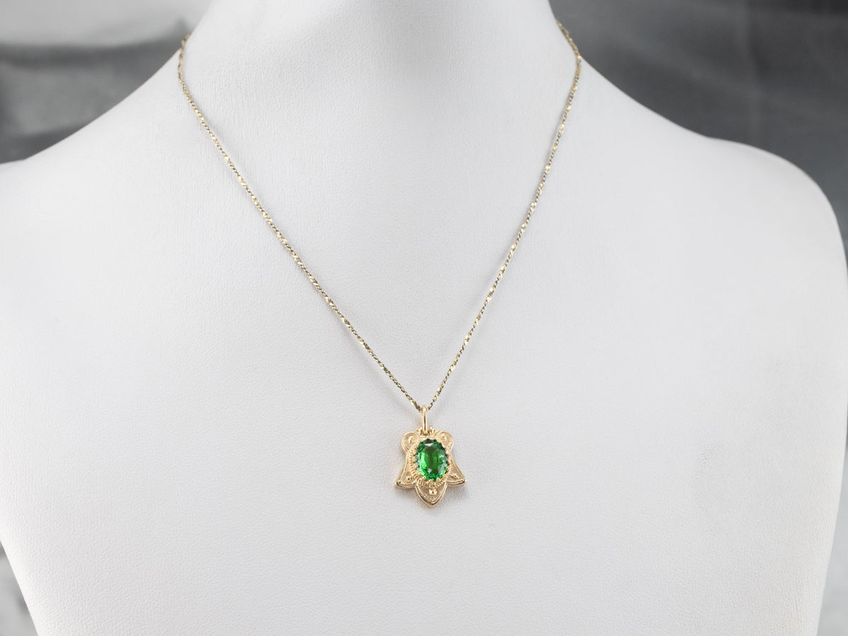 Tsavorite Garnet Gold Lotus Pendant