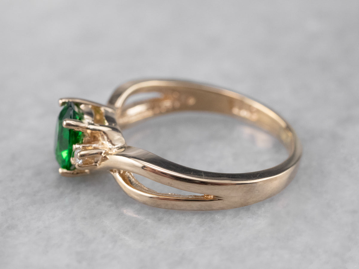 Tsavorite Garnet and Diamond Ring